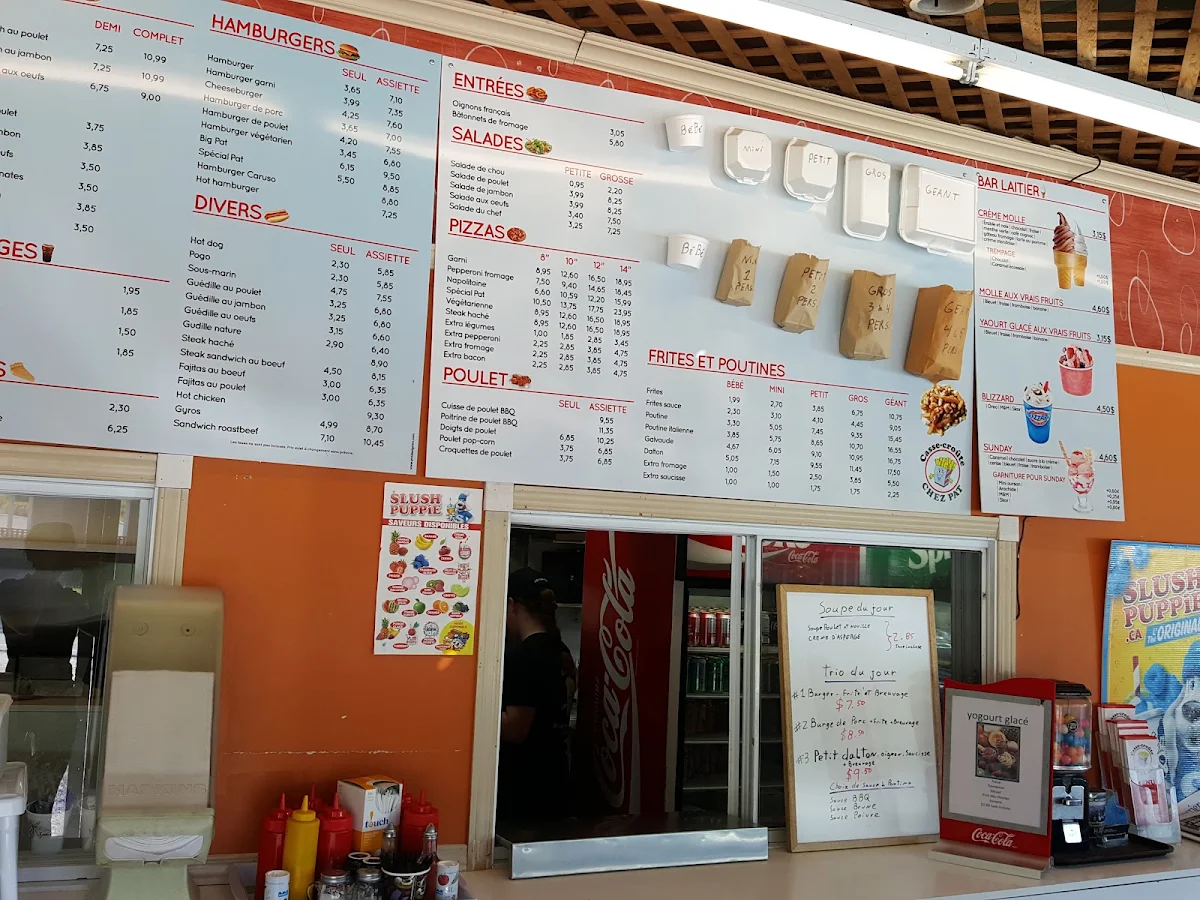 Menu, Casse-Croûte Chez Pat