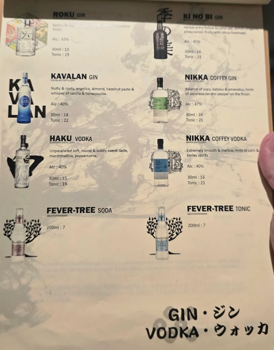 Menu, Yakitori Takumi