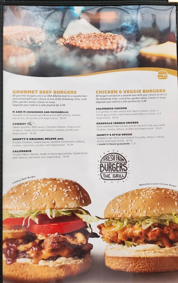 Menu, Humpty's Big Plate Diner