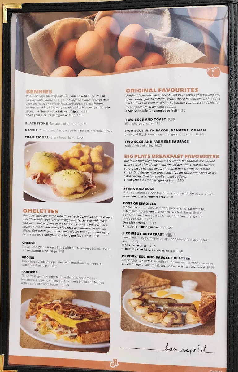Menu, Humpty's Big Plate Diner