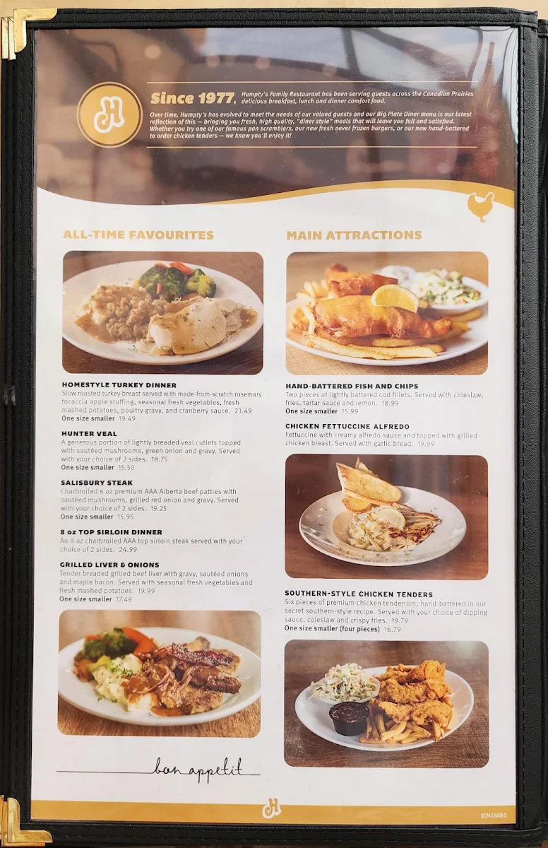 Menu, Humpty's Big Plate Diner