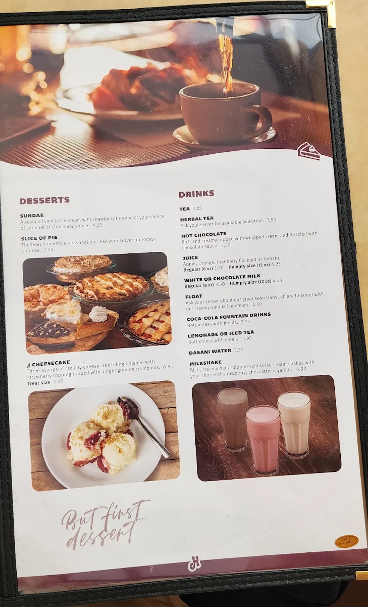 Menu, Humpty's Big Plate Diner