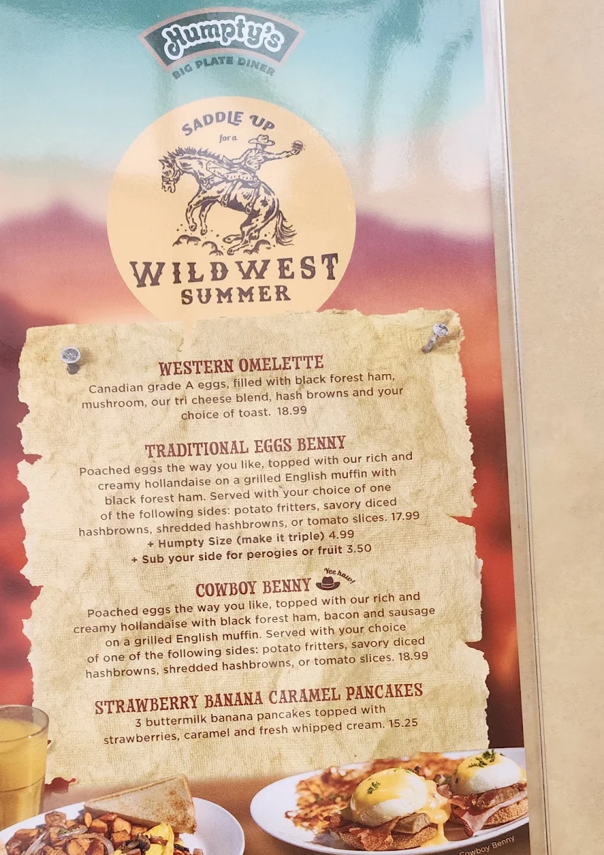 Menu, Humpty's Big Plate Diner