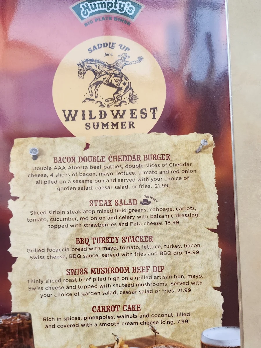 Menu, Humpty's Big Plate Diner