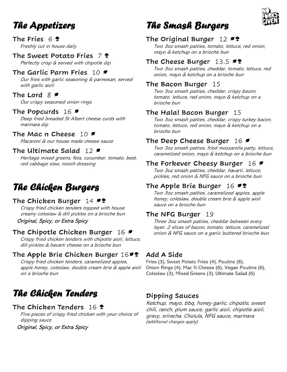Menu, No Forks Given