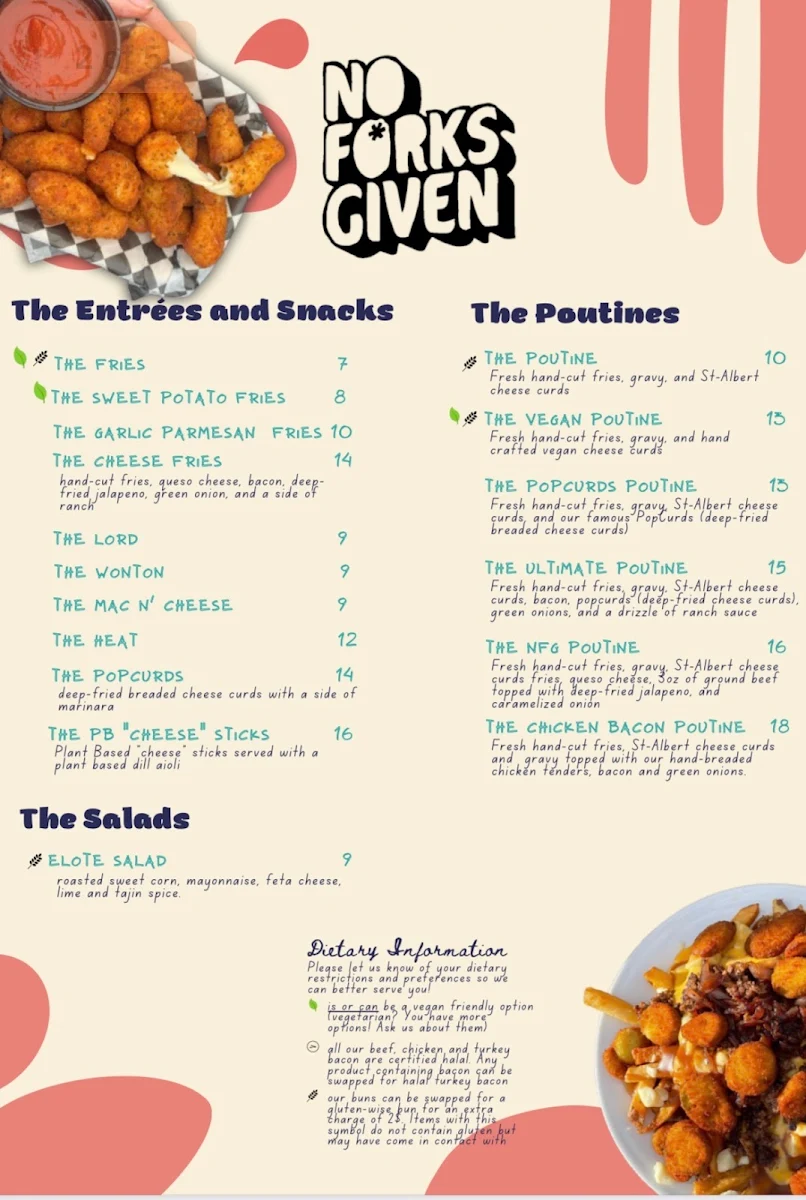 Menu, No Forks Given
