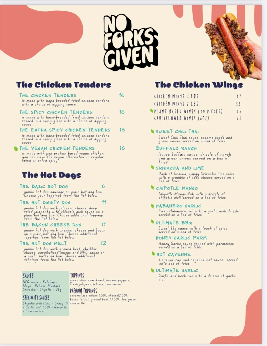 Menu, No Forks Given