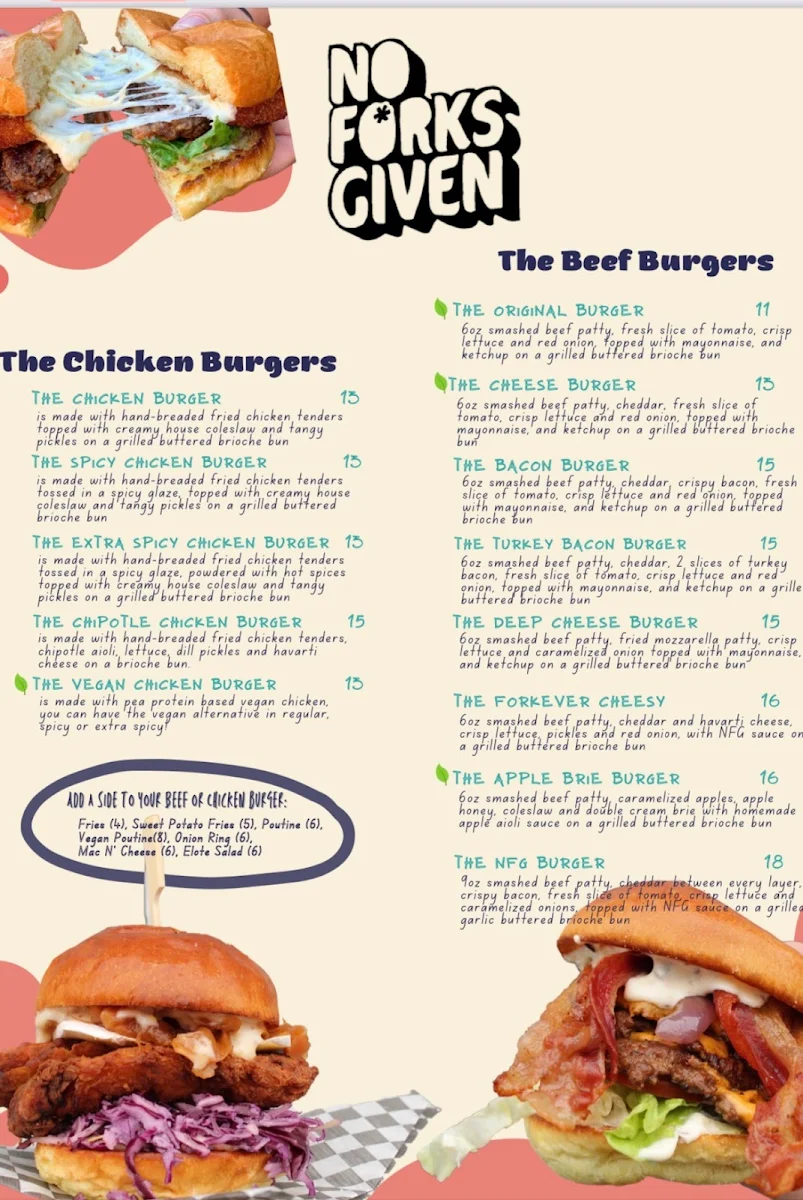 Menu, No Forks Given
