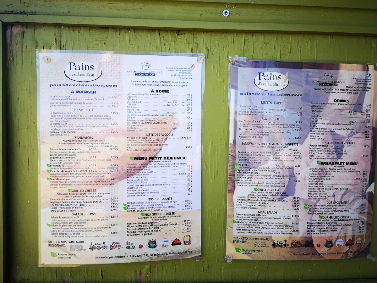 Menu, Pains D'exclamation