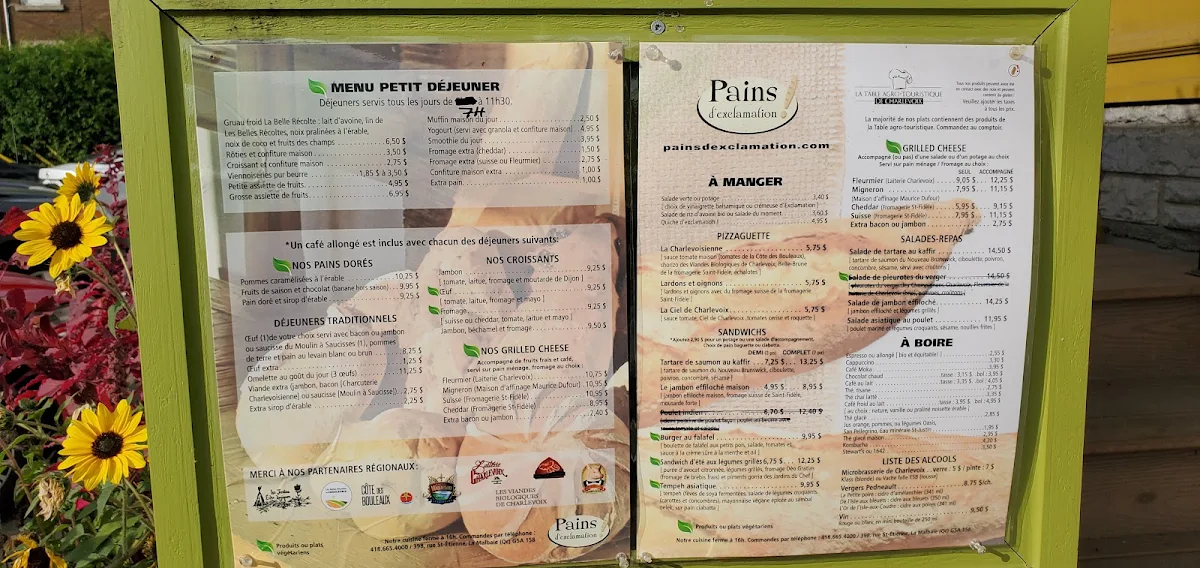 Menu, Pains D'exclamation