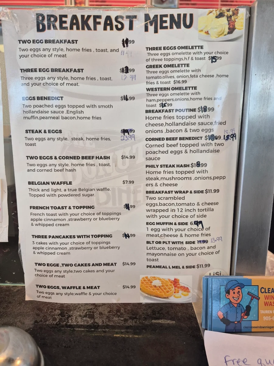 Menu, Donut Diner
