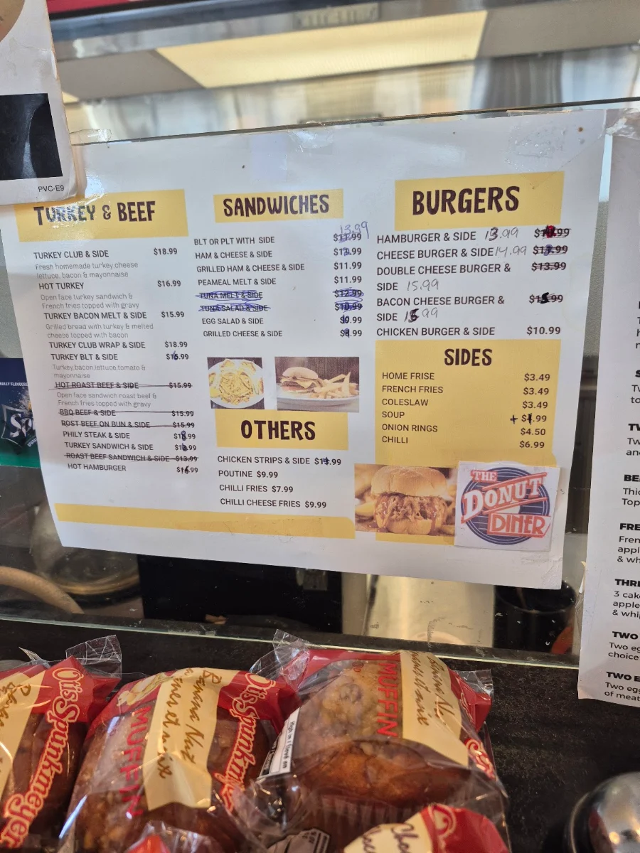 Menu, Donut Diner