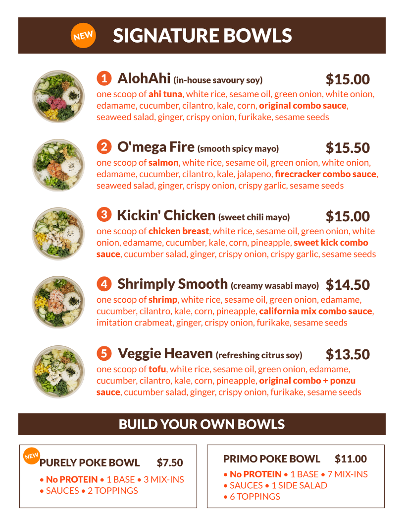 Menu, PokeLani
