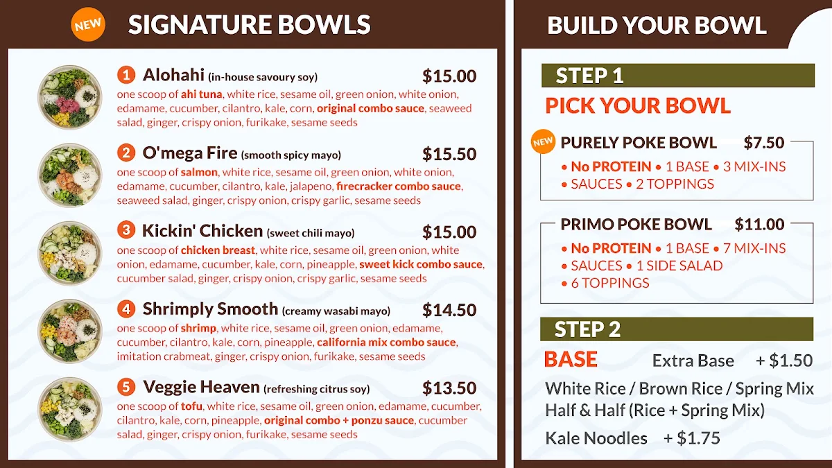 Menu, PokeLani