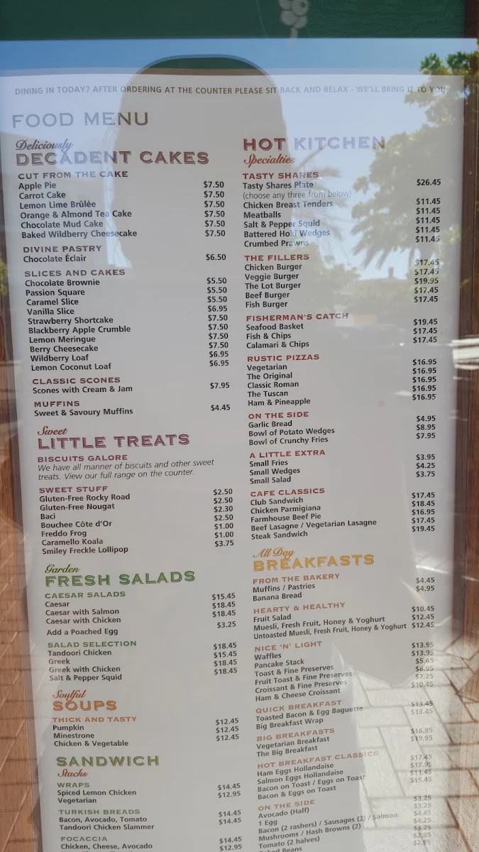 Menu, Dôme Café - Rockingham