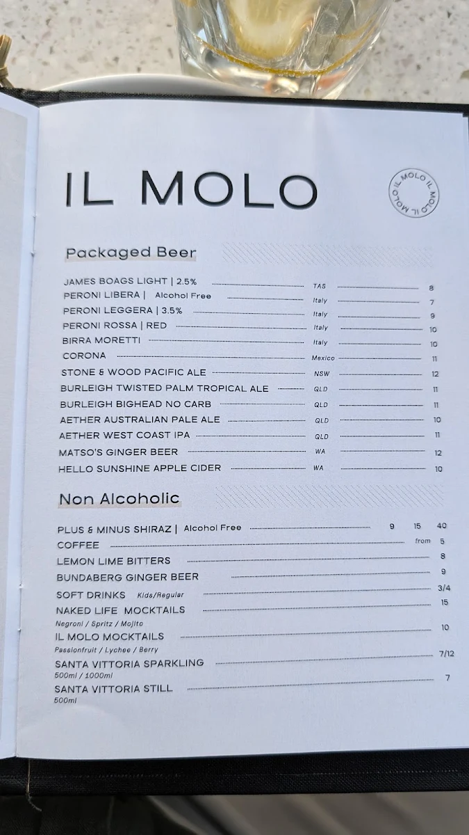 Menu, IL MOLO Italian Kitchen & Bar
