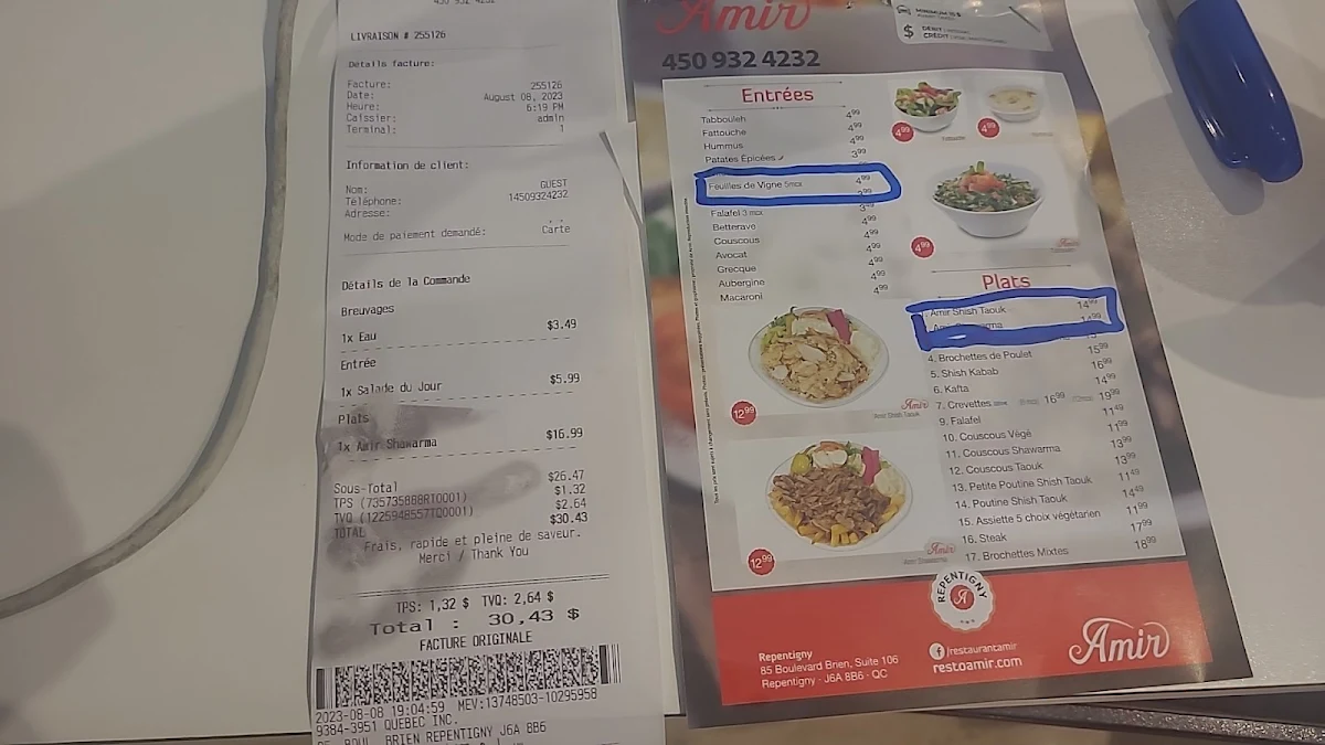 Menu, Amir