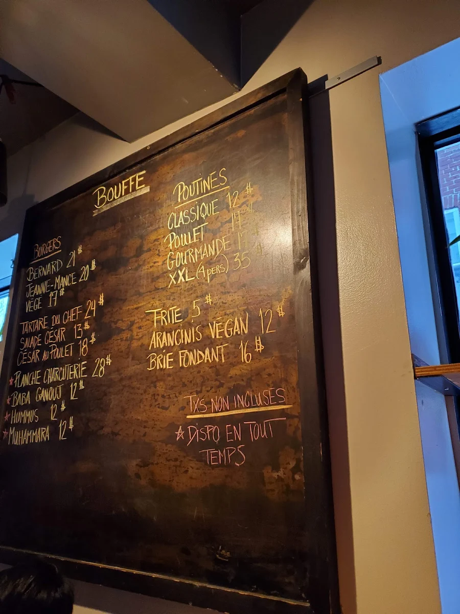 Menu, HELM - Microbrasserie sur Bernard