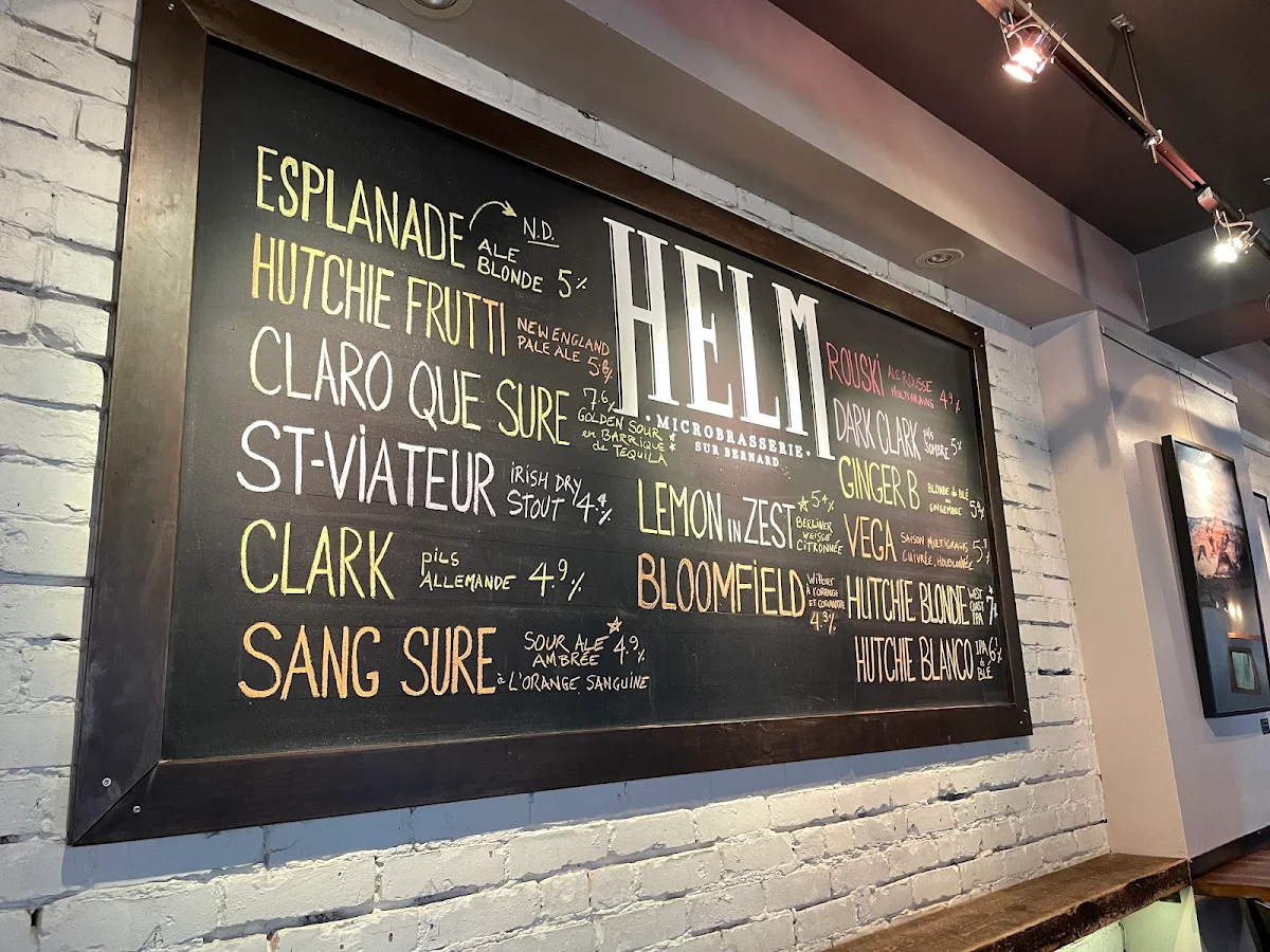 Menu, HELM - Microbrasserie sur Bernard