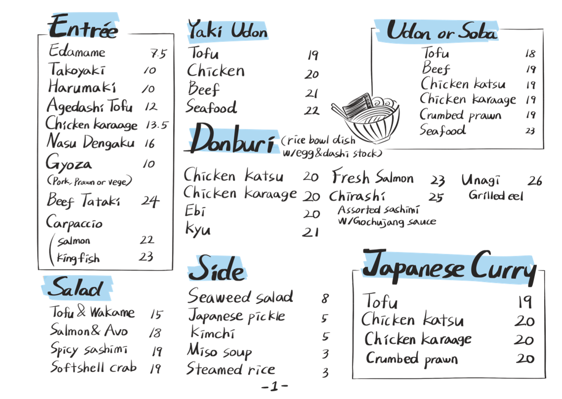 Menu, Miori japanese Restaurant