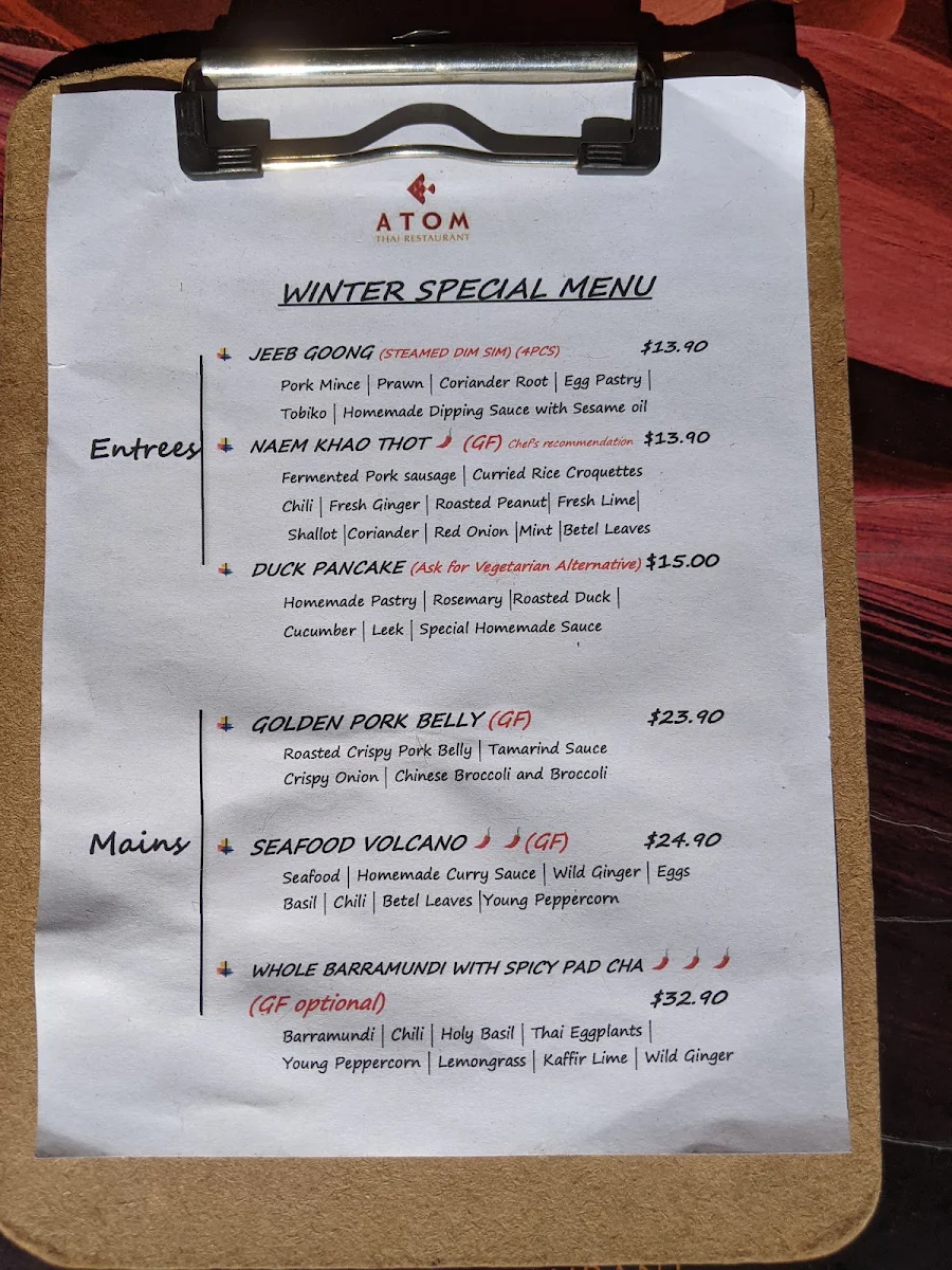 Menu, AtomThai NEWTOWN