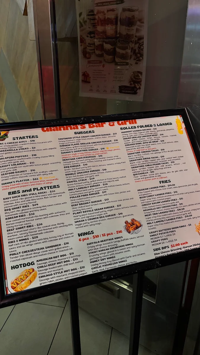 Menu, Gianna’s bar&grill