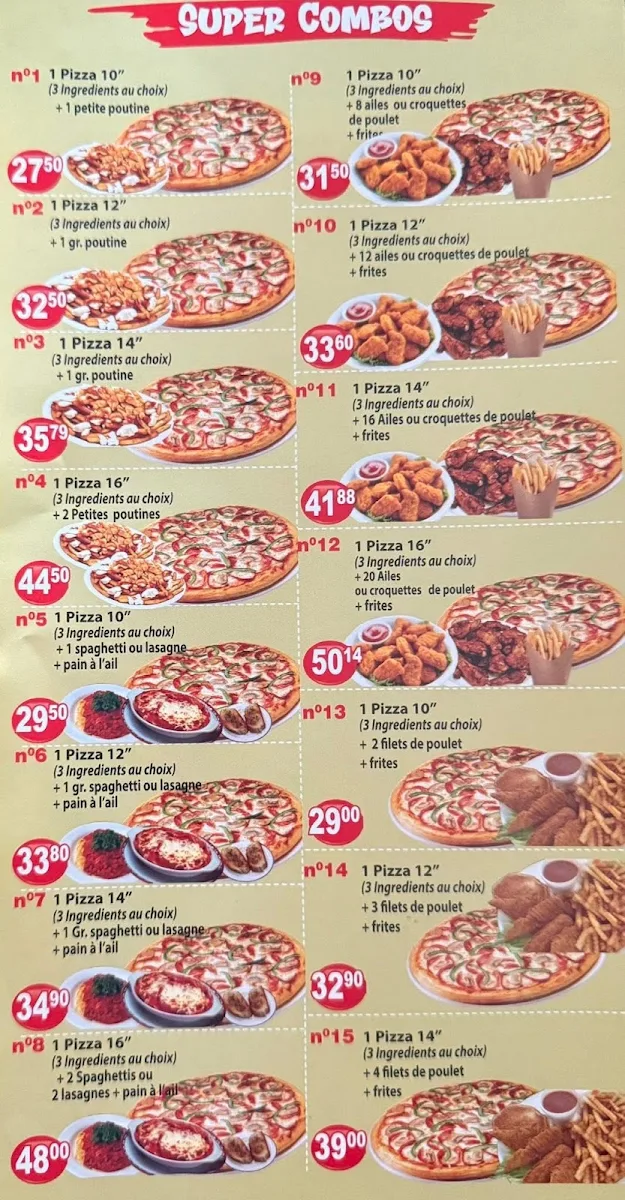 Menu, Pizza Le phare