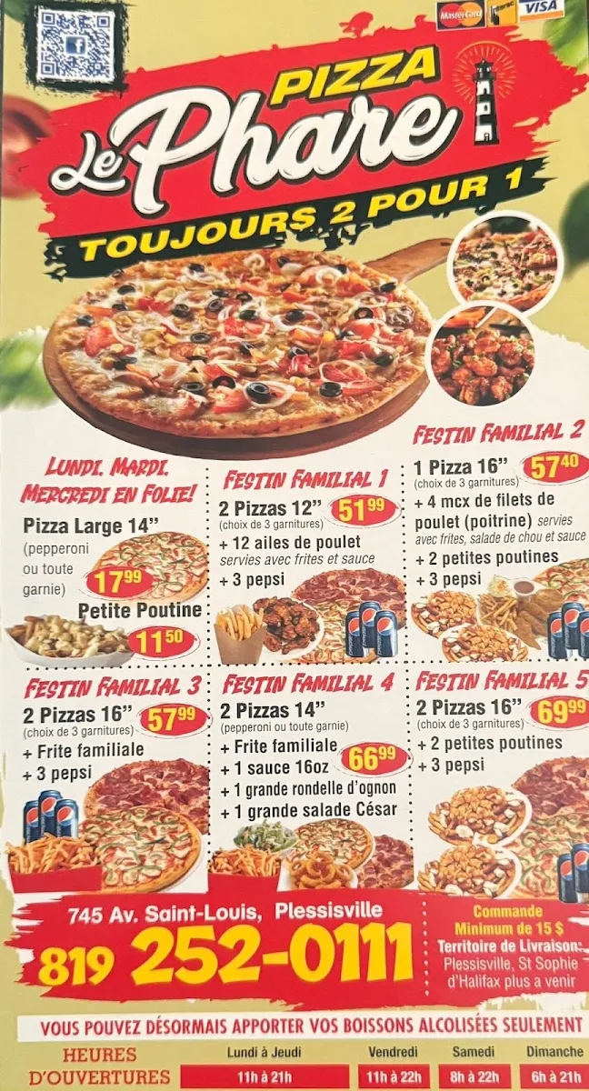Menu, Pizza Le phare