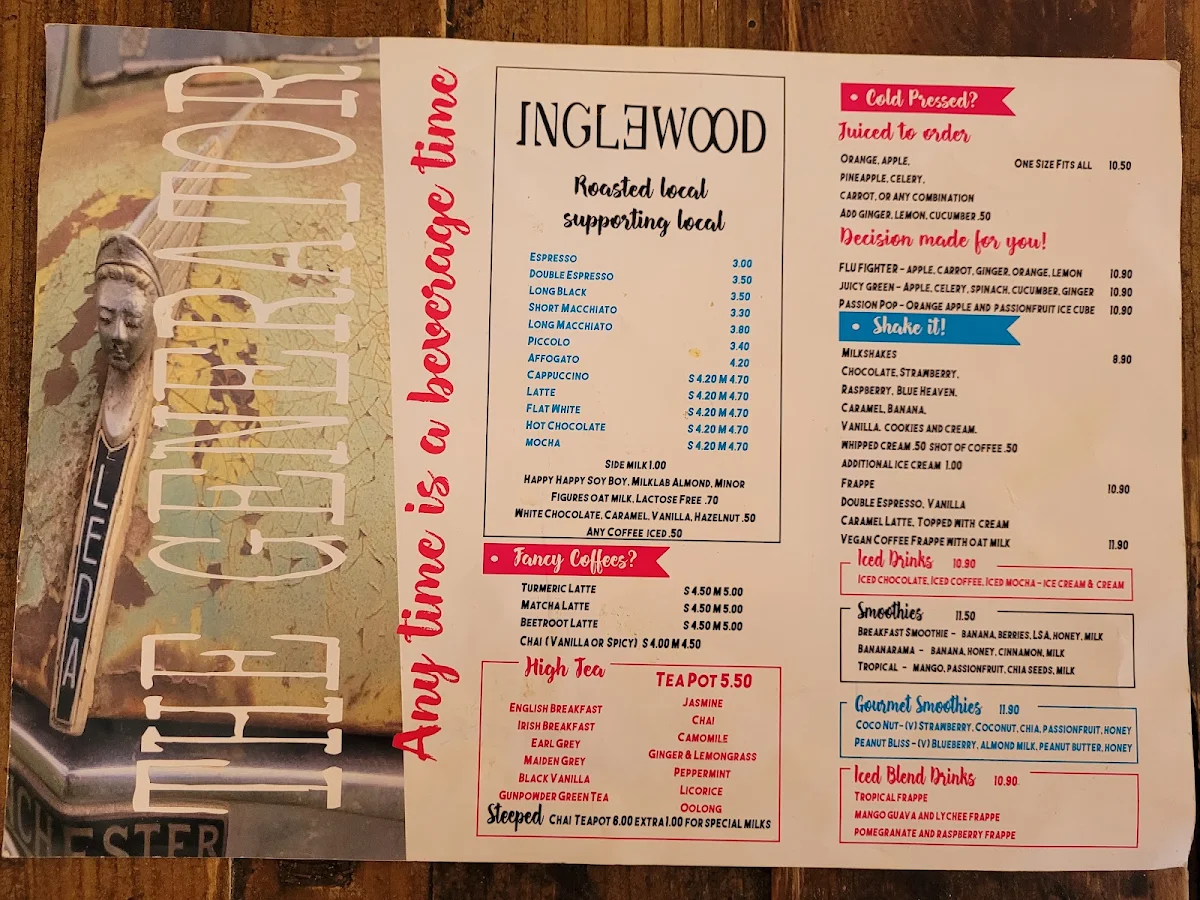 Menu, The Generator Urban Eatery