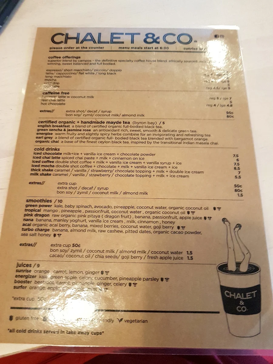 Menu, Chalet & Co