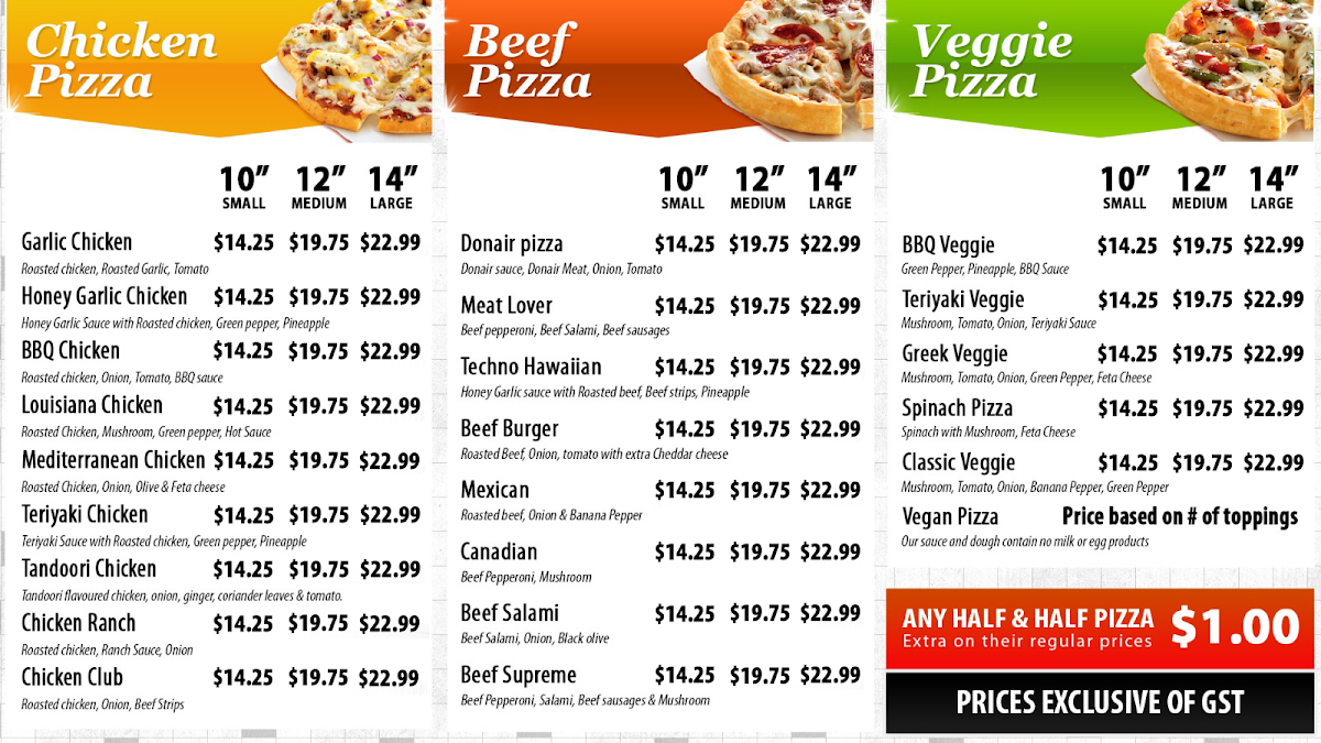 Menu, Checkers Pizza & Kabab (Whyte Ave. Branch)