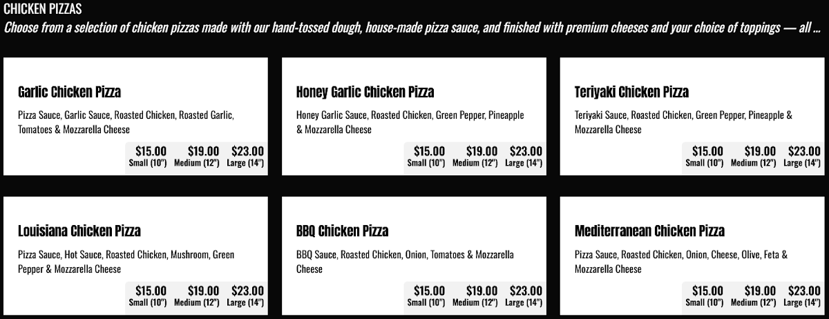 Menu, Checkers Pizza & Kabab (Whyte Ave. Branch)