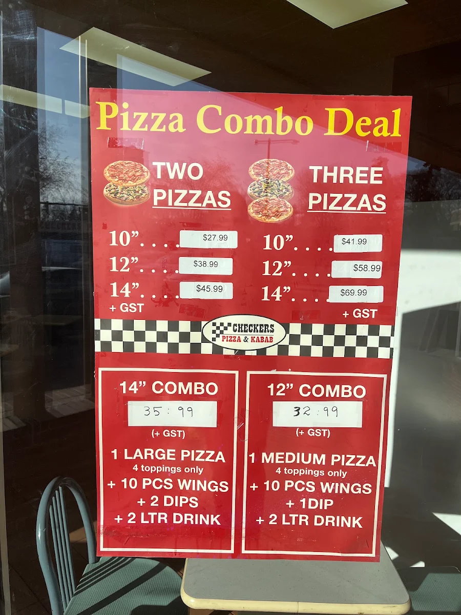 Menu, Checkers Pizza & Kabab (Whyte Ave. Branch)