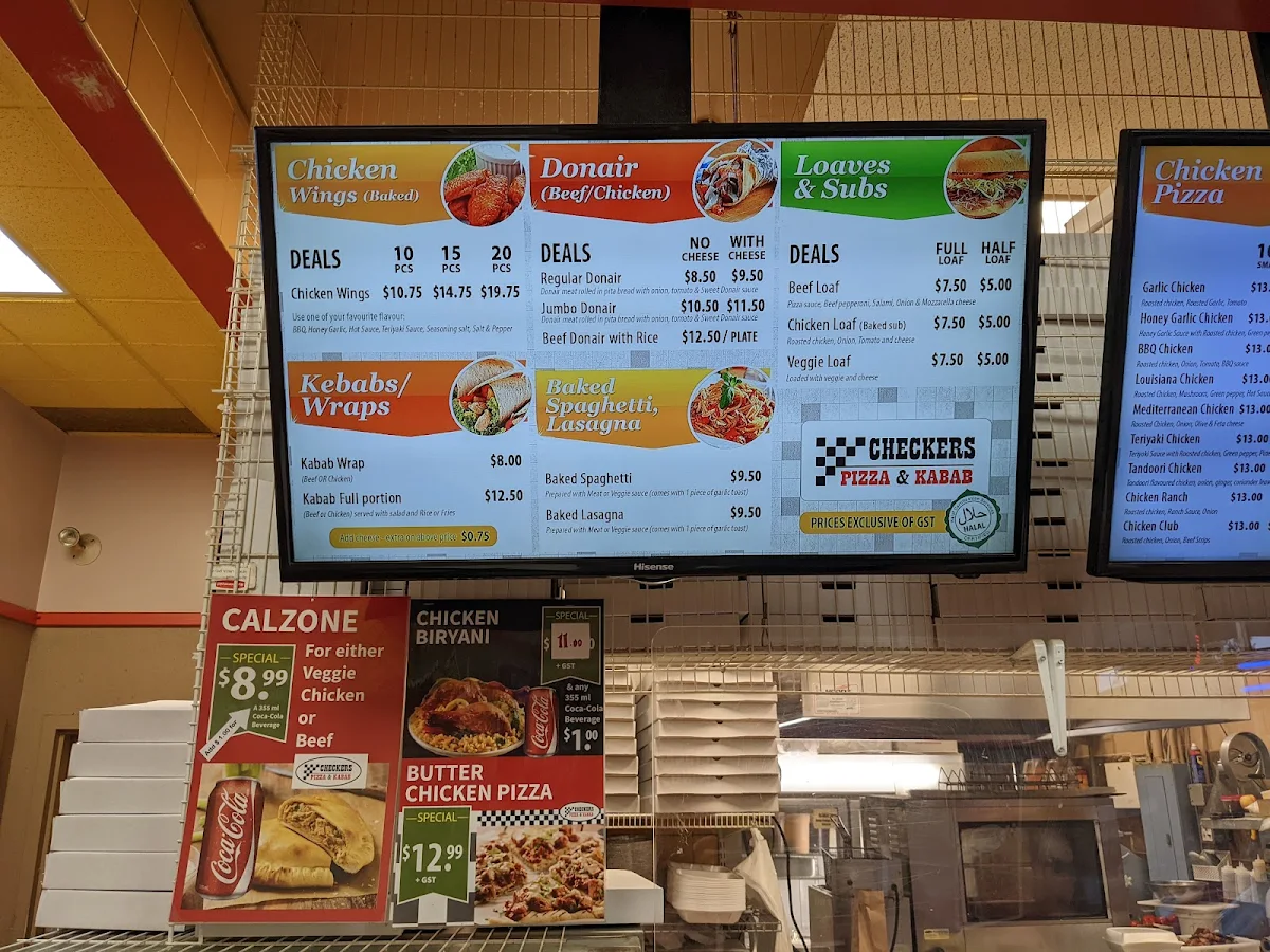 Menu, Checkers Pizza & Kabab (Whyte Ave. Branch)