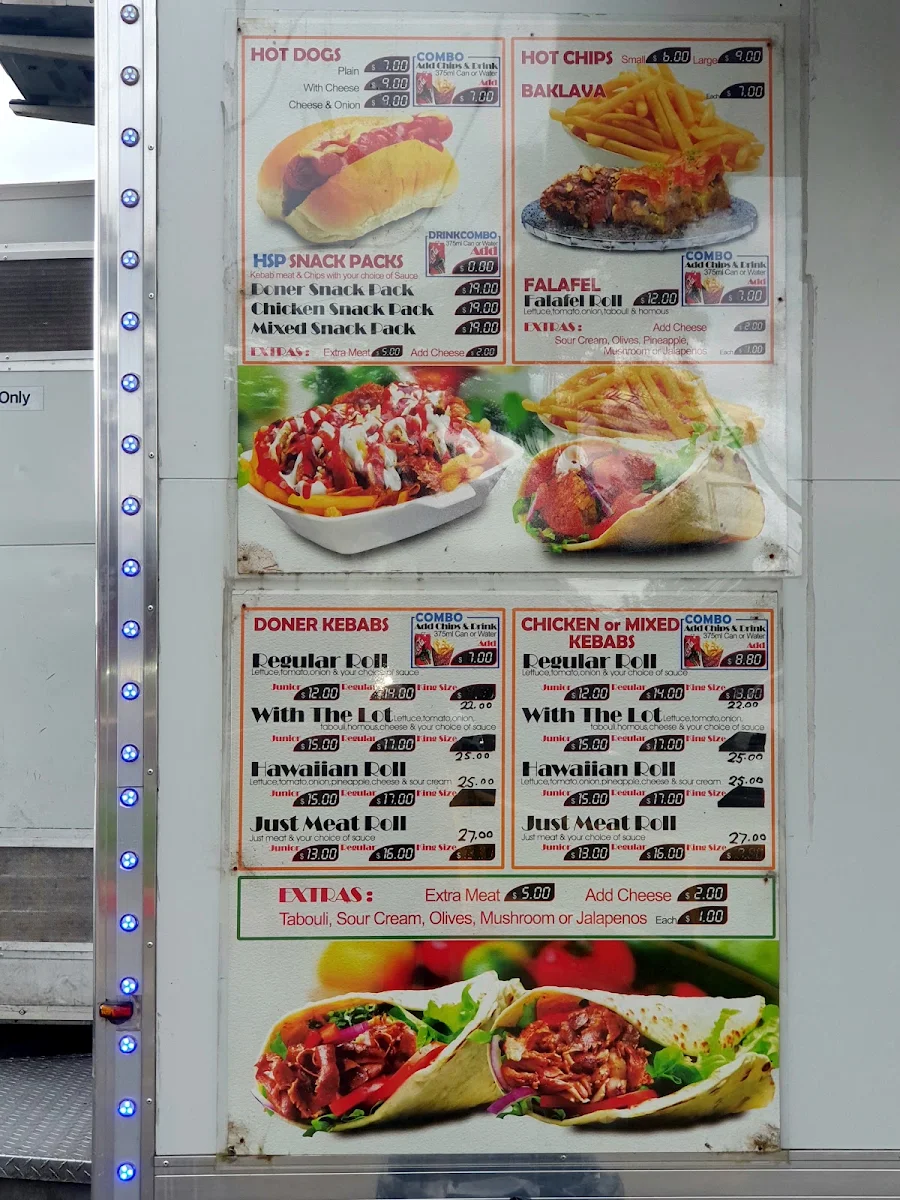Menu, Fresh Cut Kebab Van Dapto