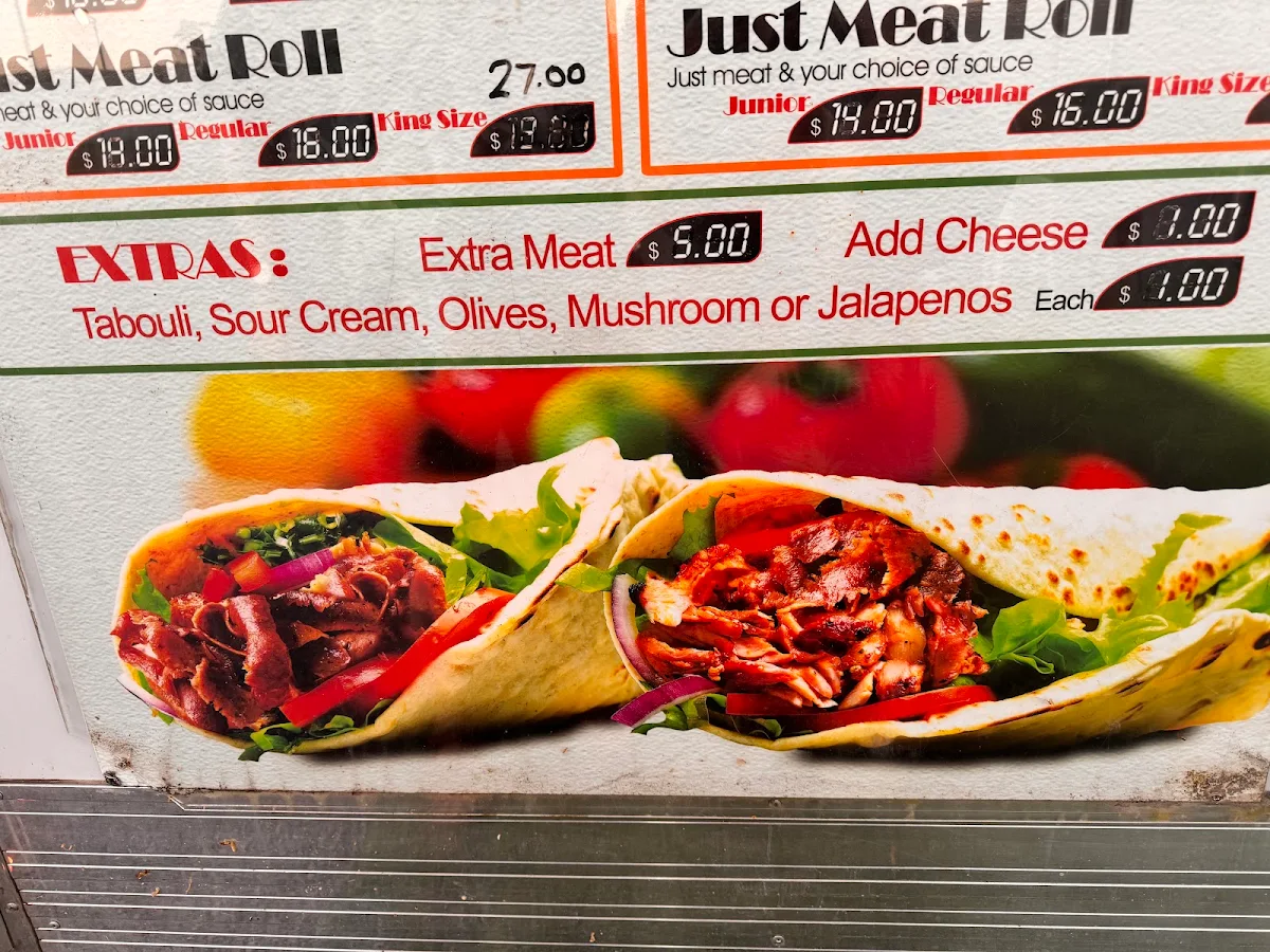 Menu, Fresh Cut Kebab Van Dapto