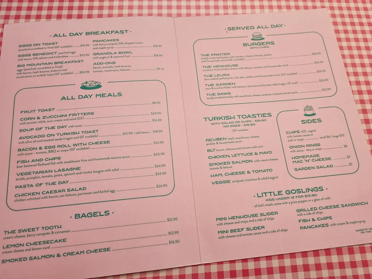 Menu, The Wayzgoose Diner