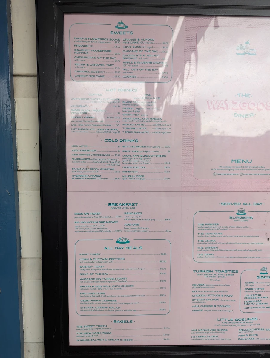 Menu, The Wayzgoose Diner