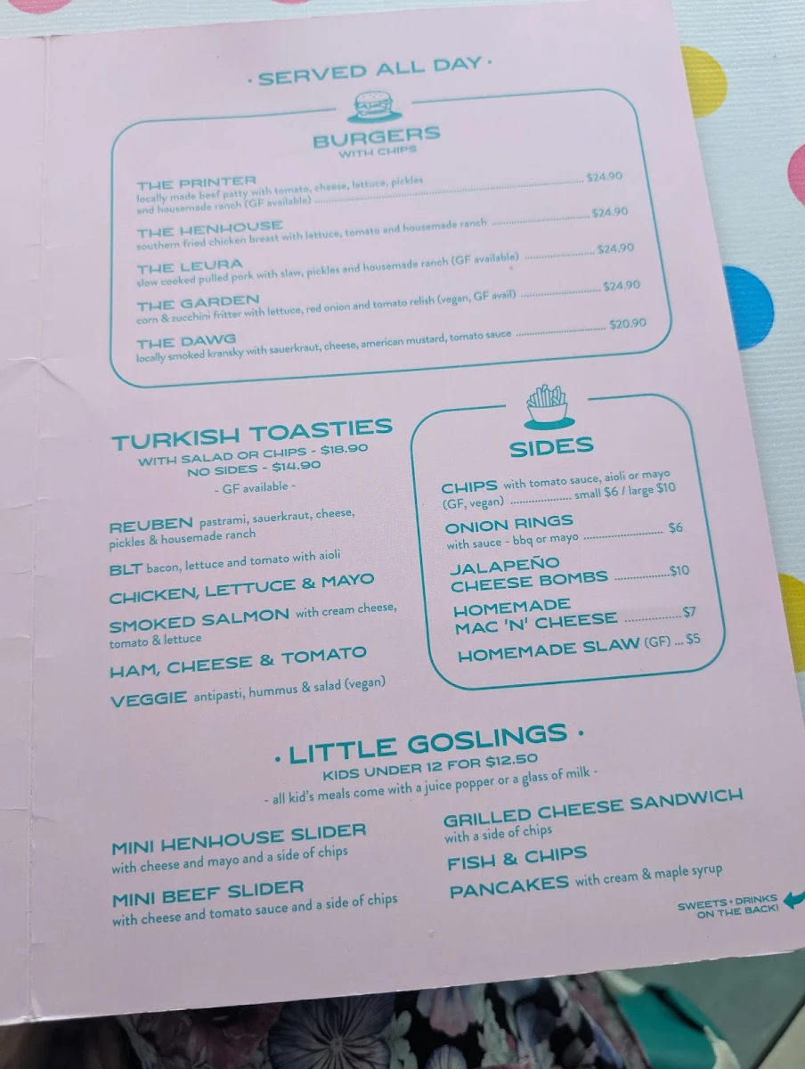 Menu, The Wayzgoose Diner