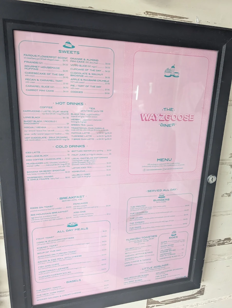 Menu, The Wayzgoose Diner
