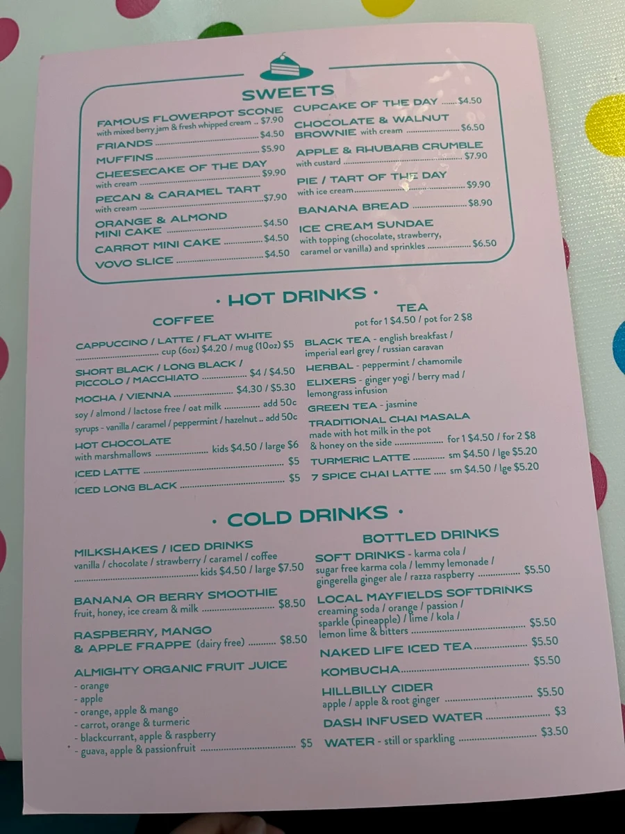 Menu, The Wayzgoose Diner