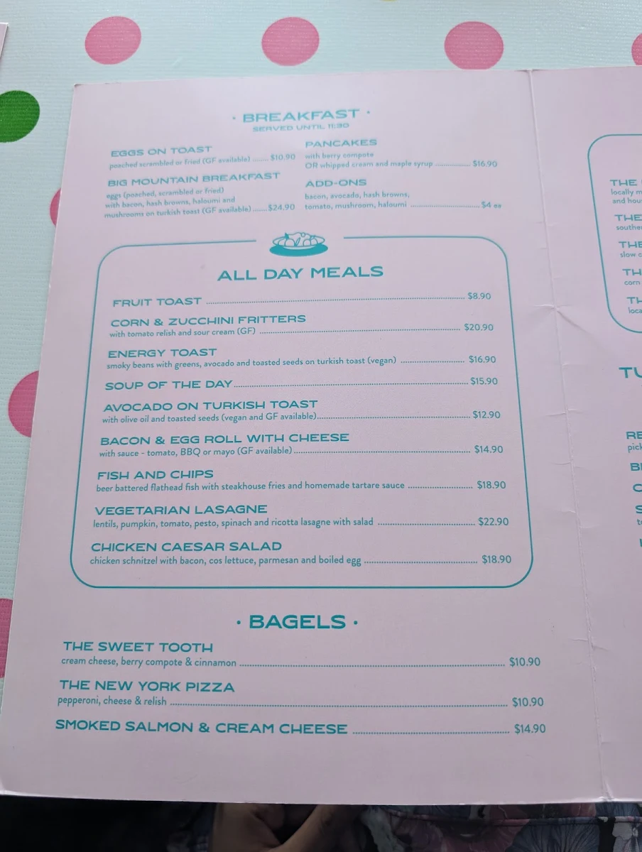 Menu, The Wayzgoose Diner