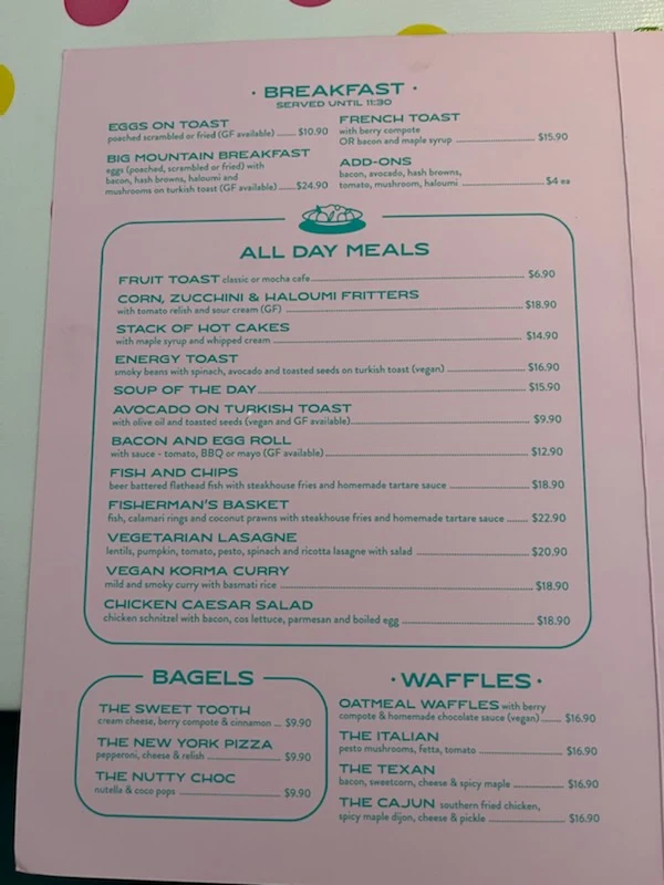 Menu, The Wayzgoose Diner