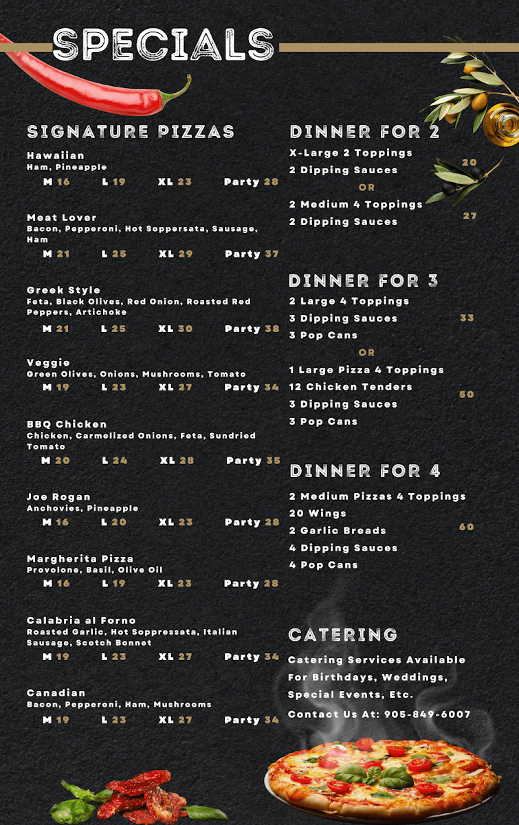 Menu, Fratelli’s