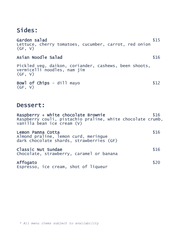 Menu, Flying Fish