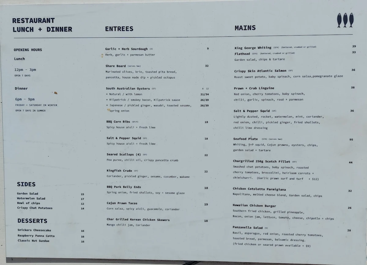 Menu, Flying Fish