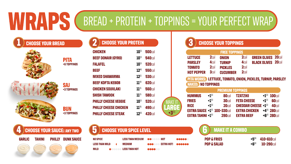 Menu, Lazeez Shawarma