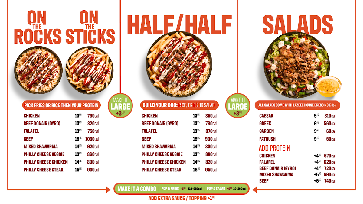 Menu, Lazeez Shawarma