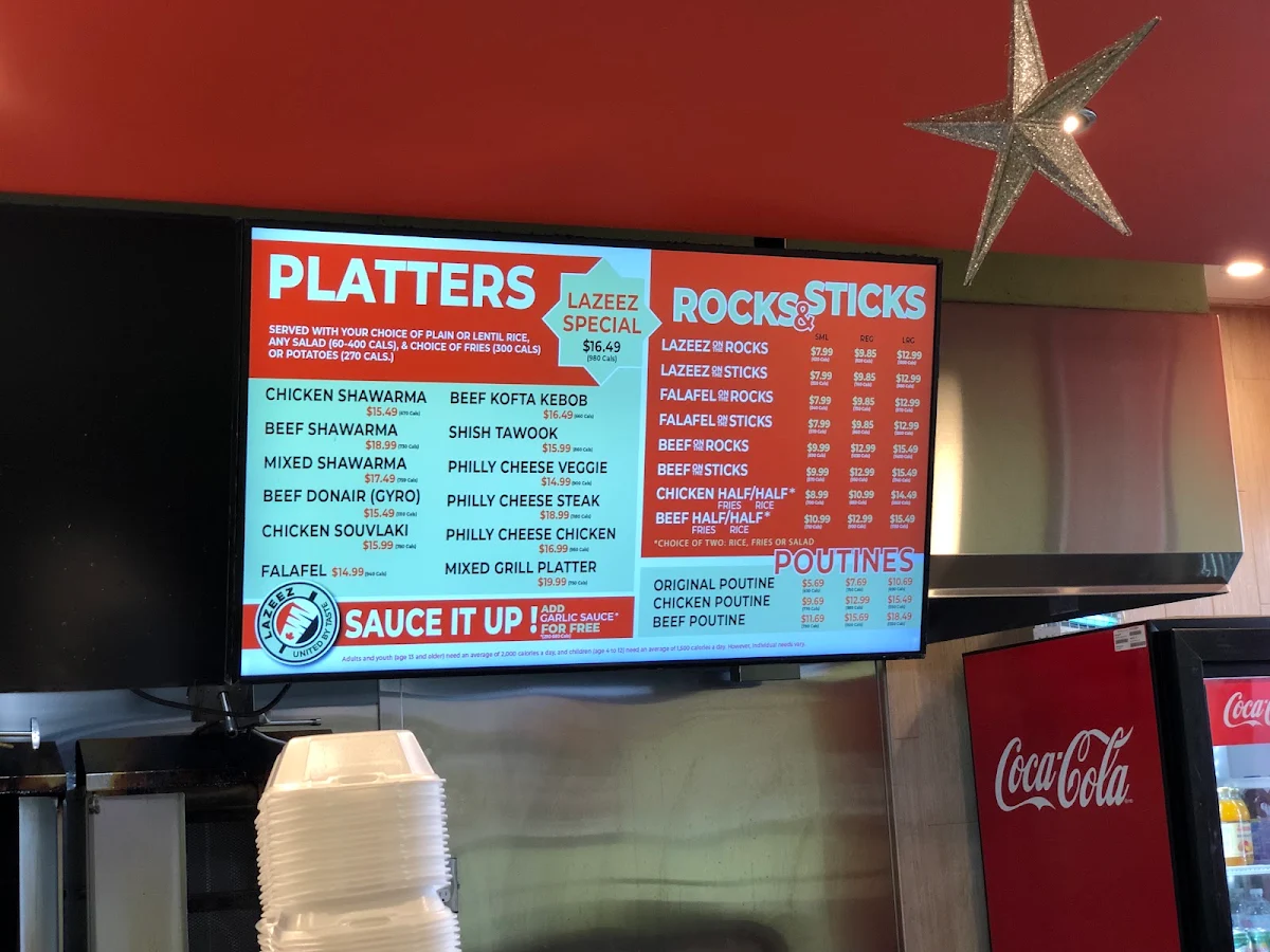 Menu, Lazeez Shawarma