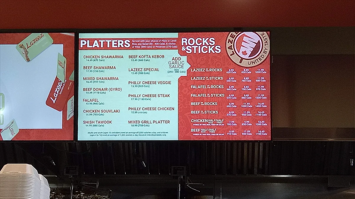 Menu, Lazeez Shawarma